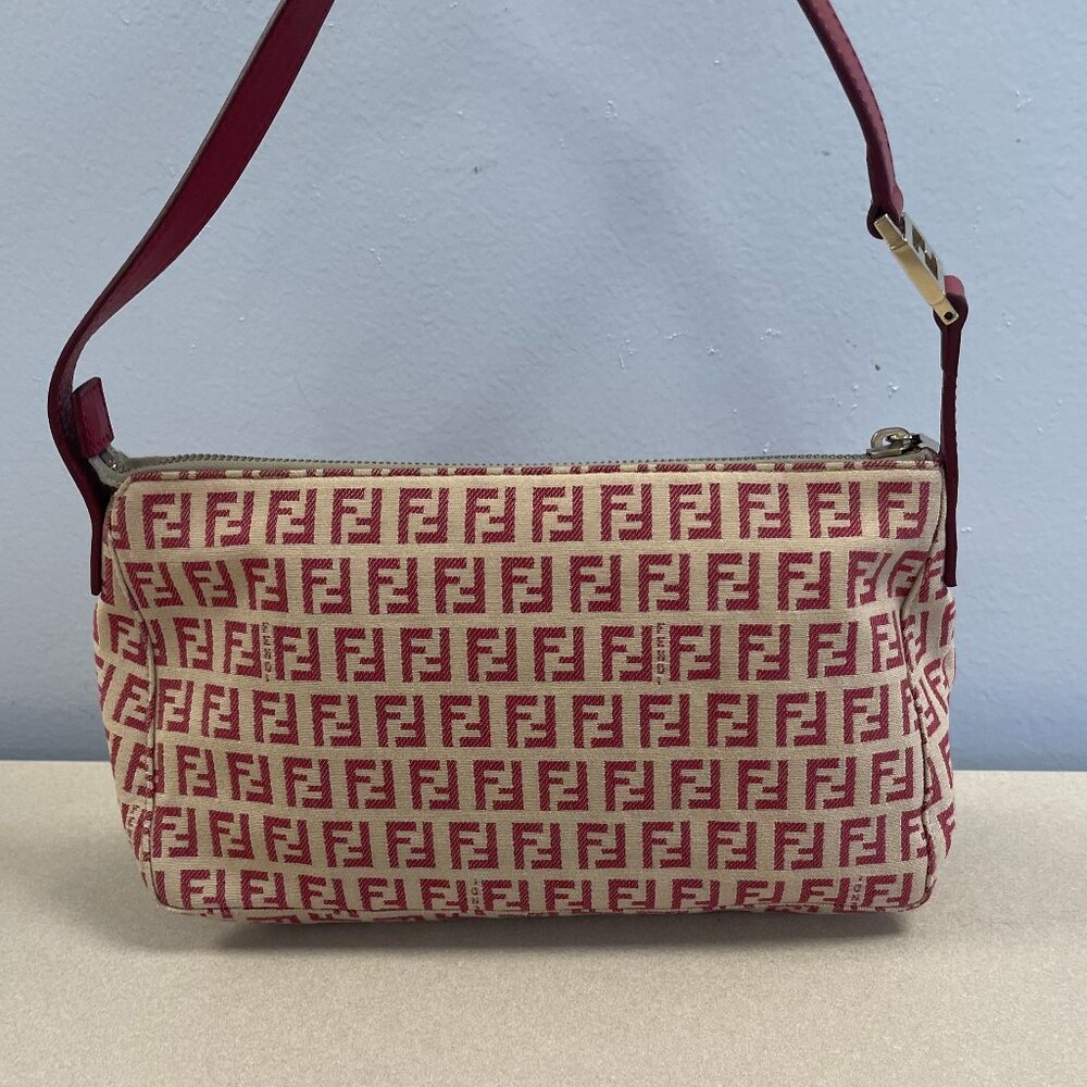 Fendi Vintage Zucchino Baguette Shoulder Bag - Red - Preowned - Picture 1 of 11